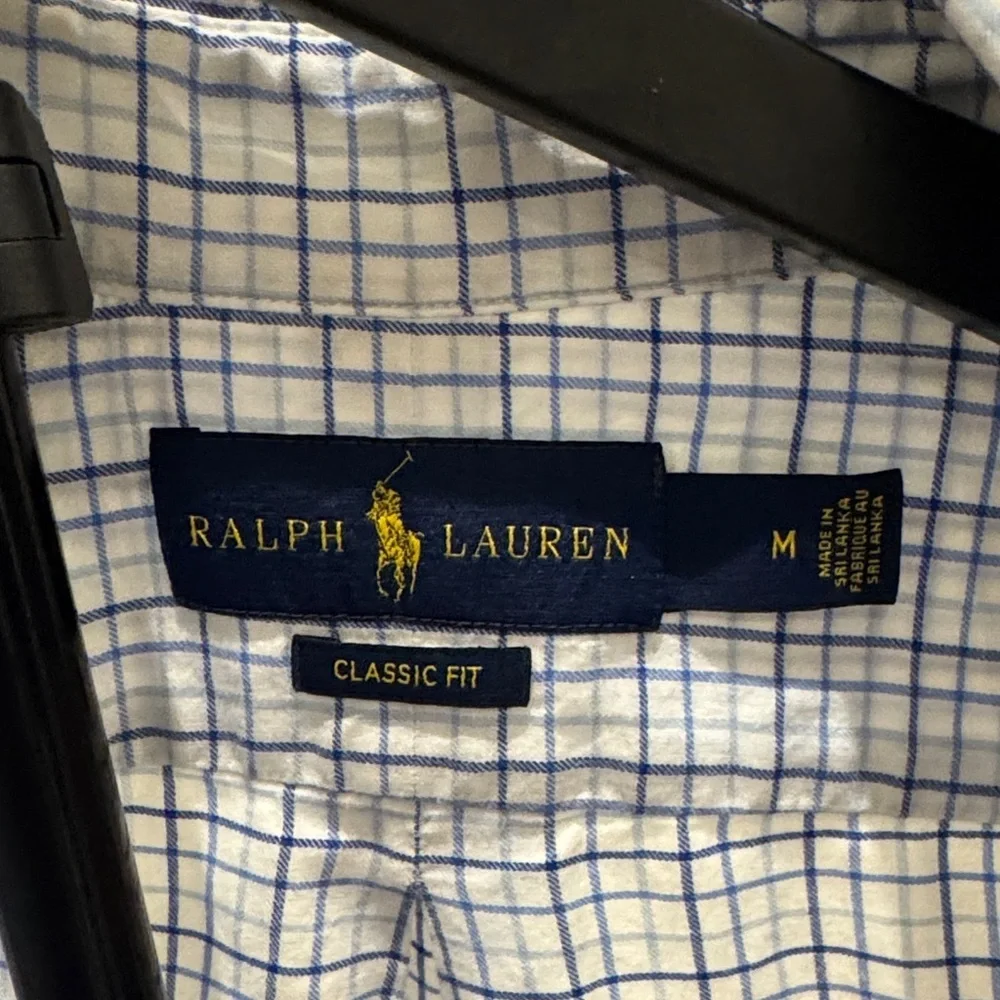 Polo by Ralph Lauren White Shirt with Blue Windowpane Plaid
